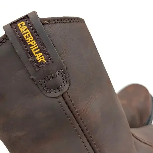 CAT Revolver Steel Toe Work Boots Men's Leather Brown Size US8.5 EU41.5
